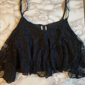 Black lace crop top